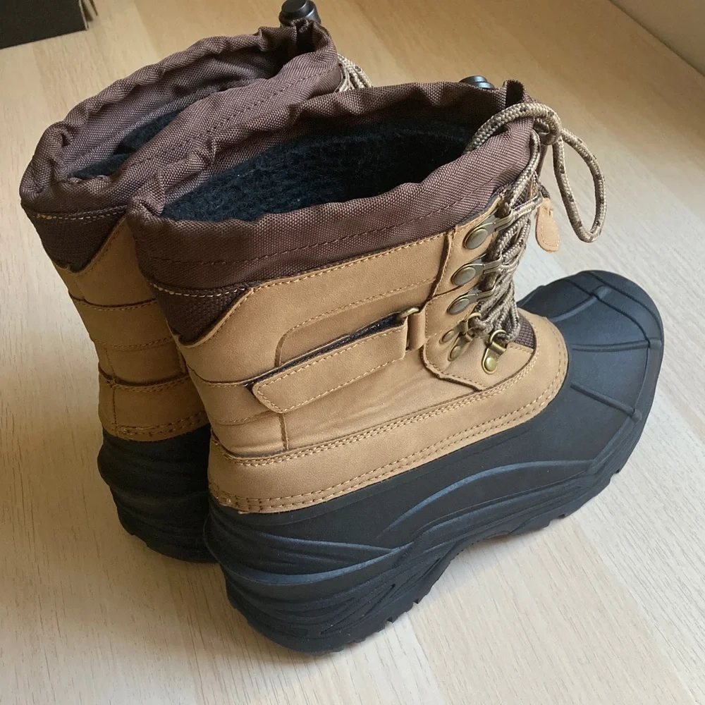 Weatherproof Carl 3M Thinsulate Boots Carmel Tan and Black Men's Snow Boots sz 8